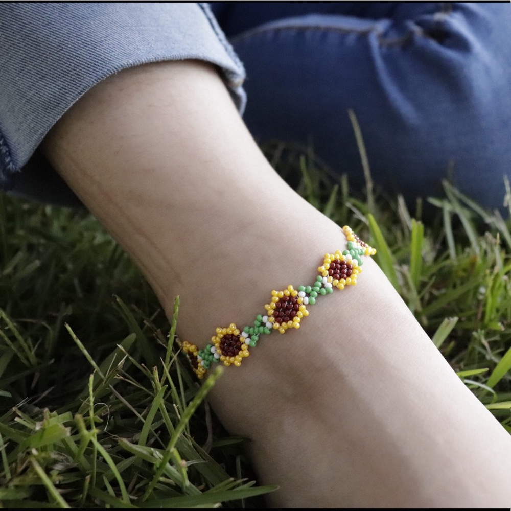 Beaded Sunflower Anklet